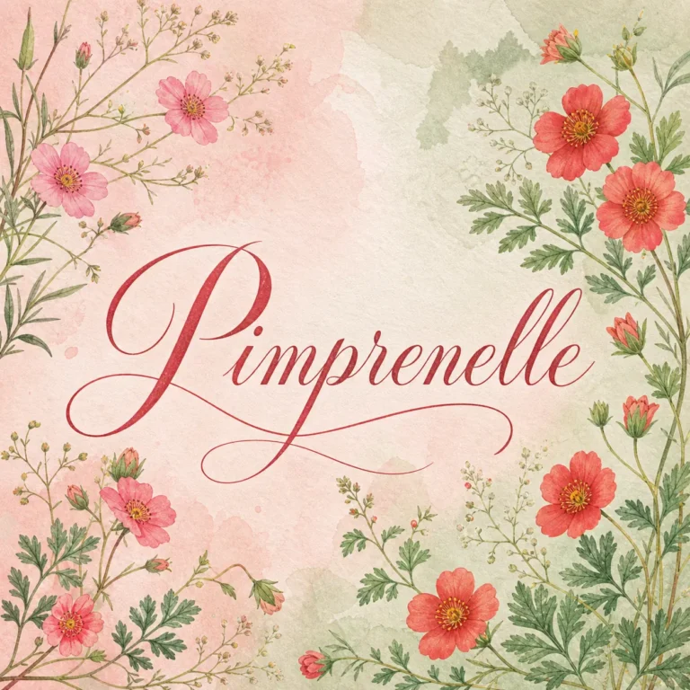 Discovering Pimprenelle name origins and meanings — rare girl name botanical, wildflowers, poetic etymology laviedebebe.com