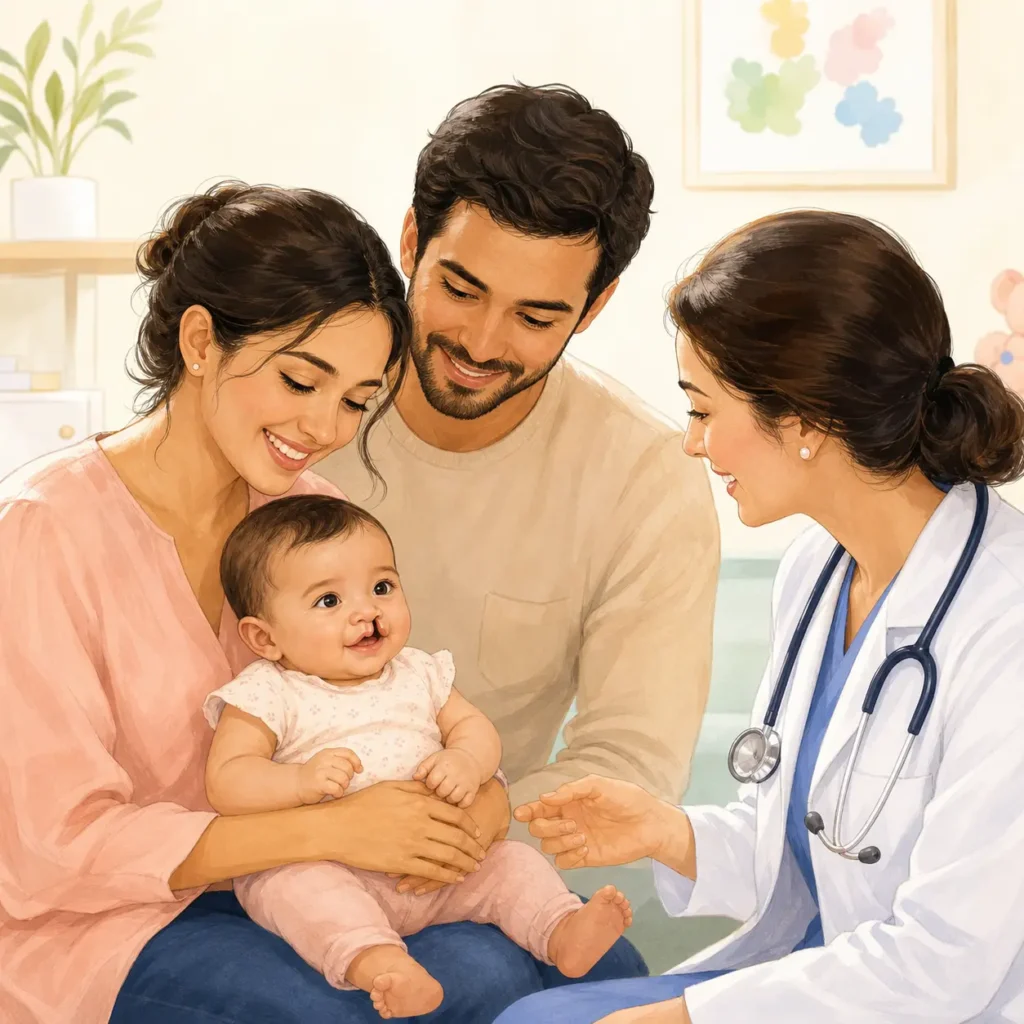 Labio-palatine cleft baby — postnatal parental support, gentle pediatric consultation, baby care laviedebebe.com